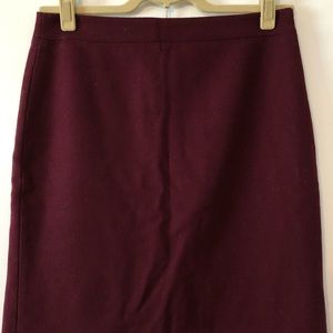 J.Crew Wool Pencil Skirt in Wine